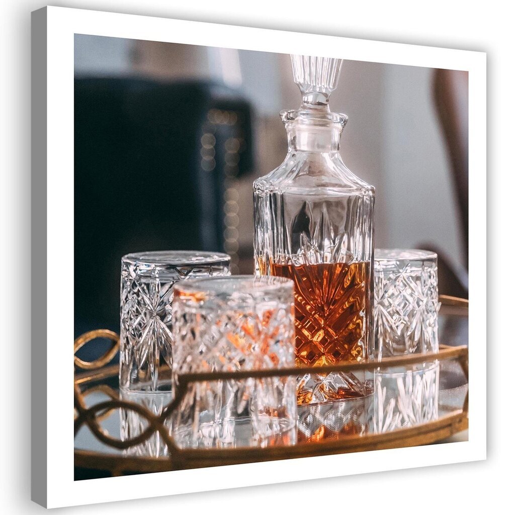 Canvas Print, viski - Decanter ja lasit /30x30 hinta ja tiedot | Taulut | hobbyhall.fi