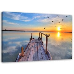 Kangas Print, auringonlasku järven yli 60x40 hinta ja tiedot | Taulut | hobbyhall.fi