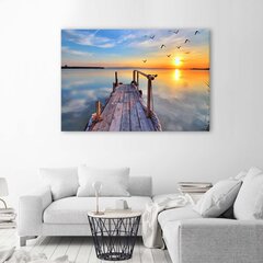 Kangas Print, auringonlasku järven yli 60x40 hinta ja tiedot | Taulut | hobbyhall.fi