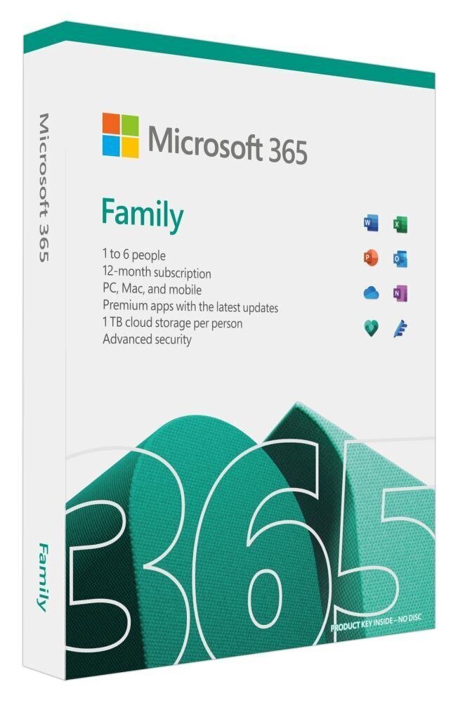 SW RET MICROSOFT 365 FAMILY / ENG P8 6GQ-01556 MS hinta ja tiedot | Microsoft Office-ohjelmistot | hobbyhall.fi