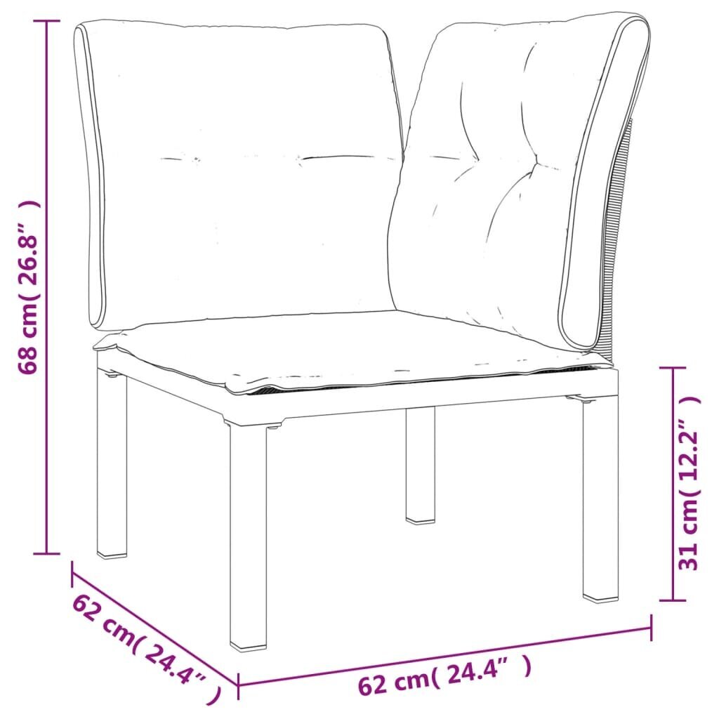 vidaXL Garden Lounge setti, 3 kpl, musta/harmaa, polyrottinki hinta ja tiedot | Puutarhatuolit | hobbyhall.fi