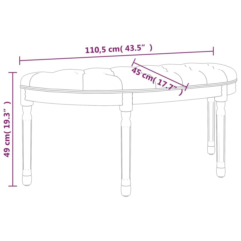 vidaXL Penkki, sininen, 110,5x45x49cm, sametti hinta ja tiedot | Kenkäkaapit ja -hyllyt | hobbyhall.fi