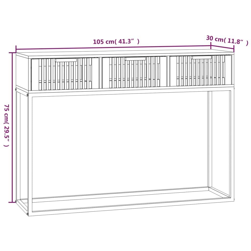 Konsolipöytä vidaXL 105x30x75cm, musta hinta ja tiedot | Sivupöydät | hobbyhall.fi