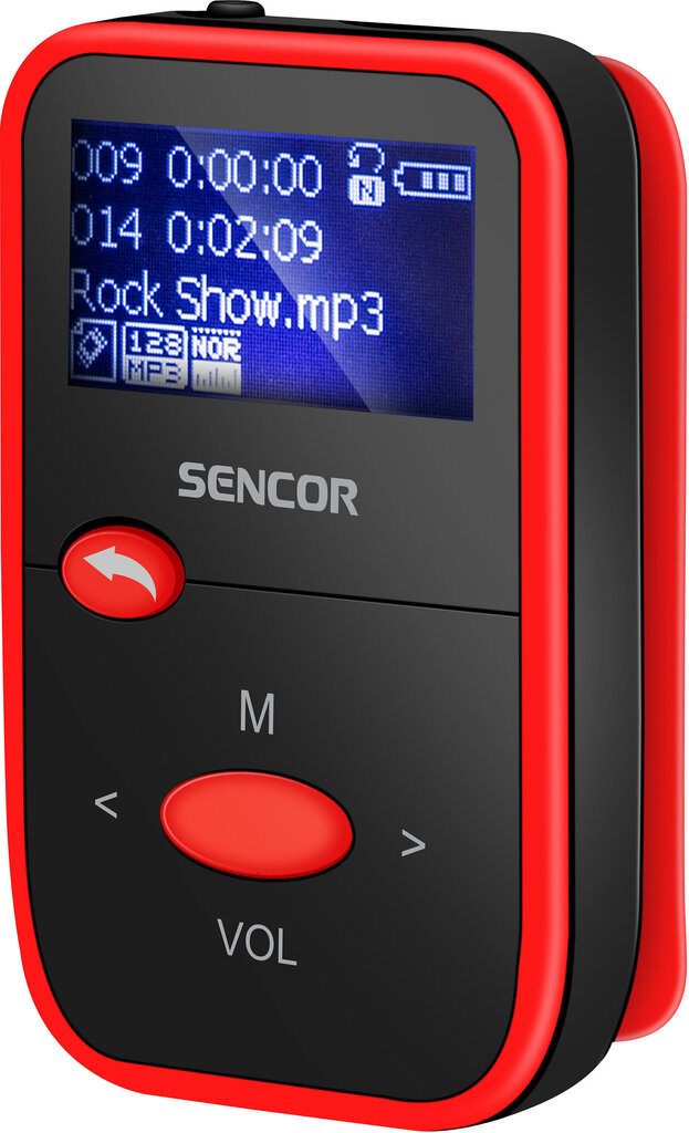 Sencor SFP4408RD MP3-soitin, 8 Gt, musta/punainen hinta ja tiedot | MP3-soittimet, MP4-soittimet | hobbyhall.fi