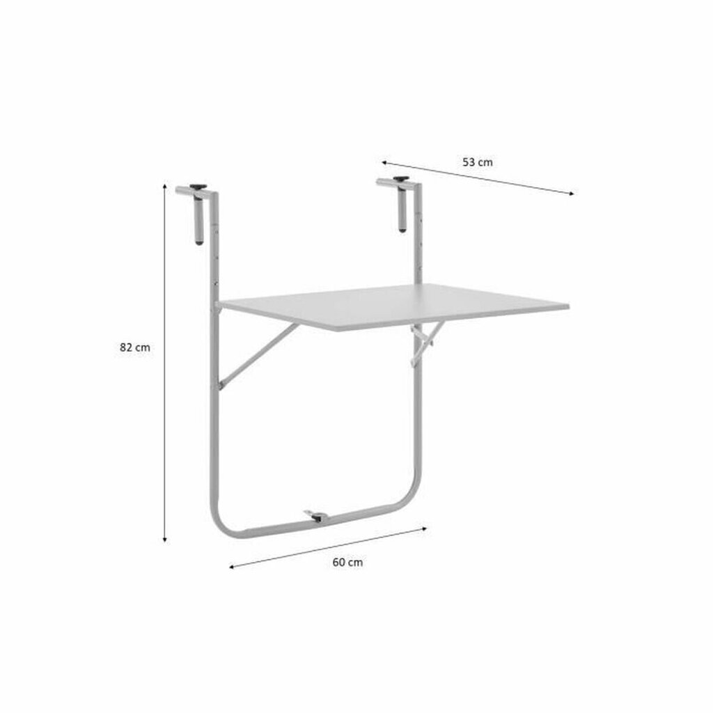 Pöytä 60x78x86-101cm, harmaa hinta ja tiedot | Puutarhapöydät | hobbyhall.fi