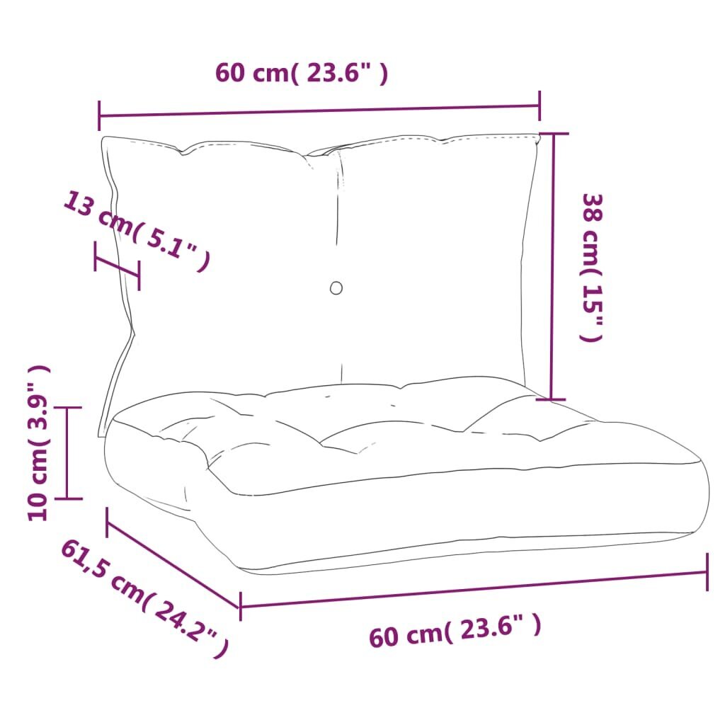 vidaXL Pallet-tyynyt, 2 kpl, eri värejä, oxford kangasta hinta ja tiedot | Istuintyynyt, pehmusteet ja päälliset | hobbyhall.fi