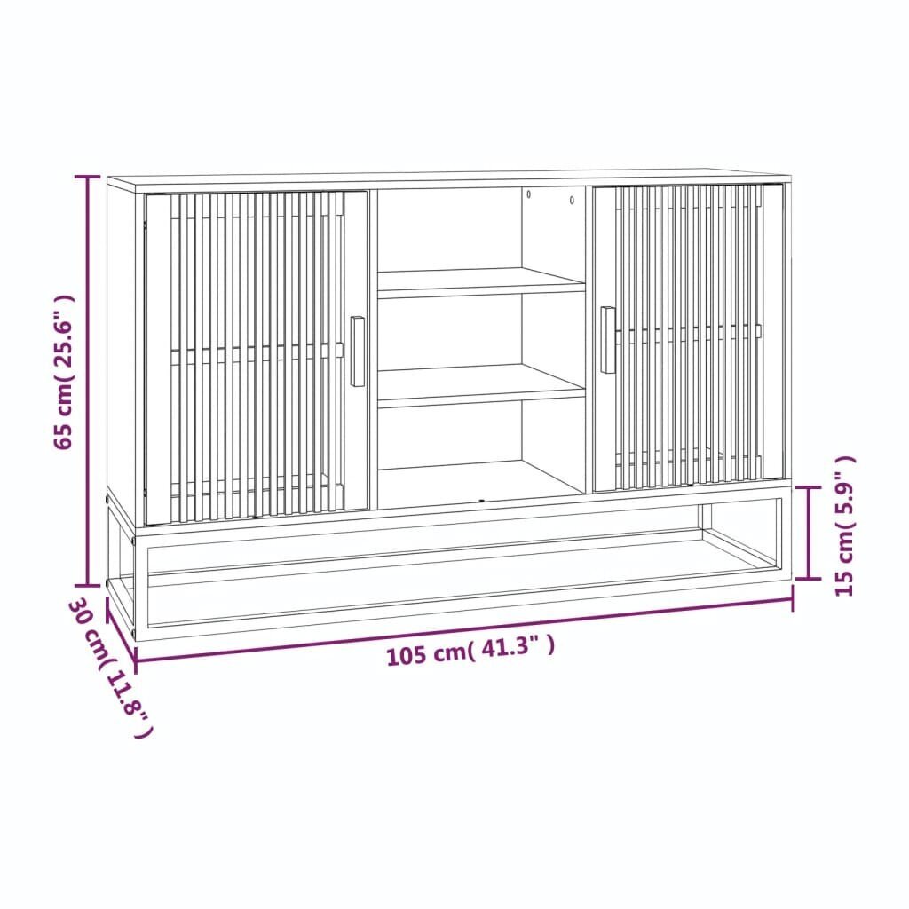 vidaXL Sivukaappi, musta, 105x30x65cm, käsitelty puu hinta ja tiedot | Olohuoneen kaapit ja lipastot | hobbyhall.fi