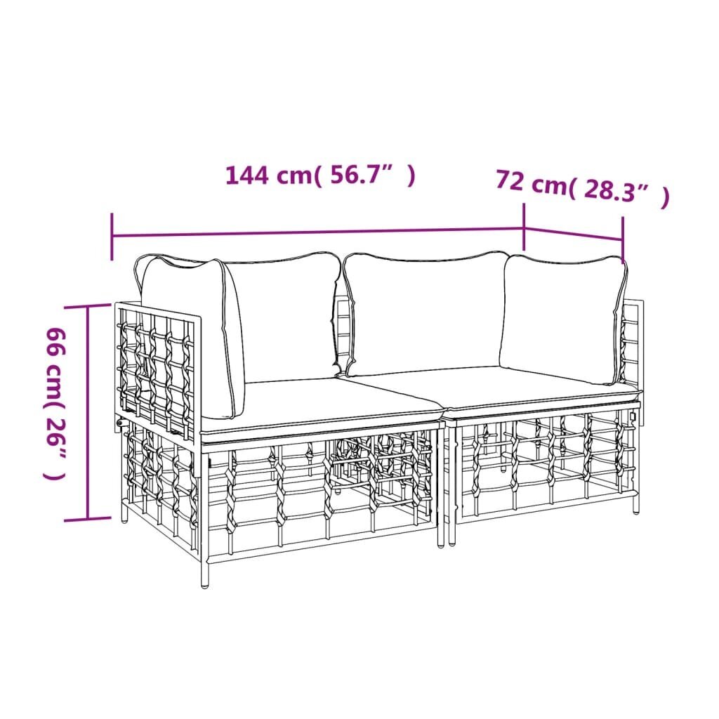 Modulaariset kulmasohvan osat tyynyillä, 2 kpl, rottinki hinta ja tiedot | Puutarhakalusteet | hobbyhall.fi