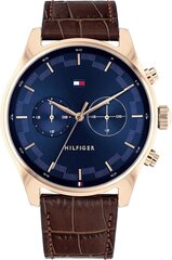 Tommy Hilfiger -miehet Analoginen kvartsikello nahkaraennolla 1710423 B08X4PDBTP hinta ja tiedot | Miesten kellot | hobbyhall.fi