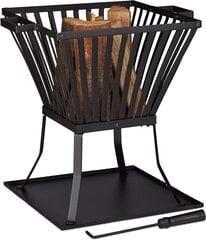 Relaxdays Fire Basket XL lentäjä-, terassi- ja puutarhapalokulho pinnalla puulle, HBT 56x56,5x45cm, musta hinta ja tiedot | Takat | hobbyhall.fi