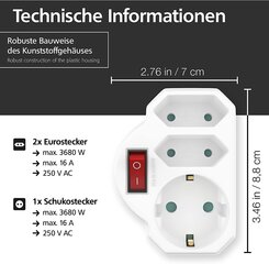 Benon 2 Aseta useita pistokkeita kytkimellä - pistorasiasovitin lasten lukituksella - kaksoistulppa 3680W - 3 -kertainen moni -plug - 2 euroa ja 1 schuko - useita pistorasia hinta ja tiedot | Kytkimet ja pistorasiat | hobbyhall.fi