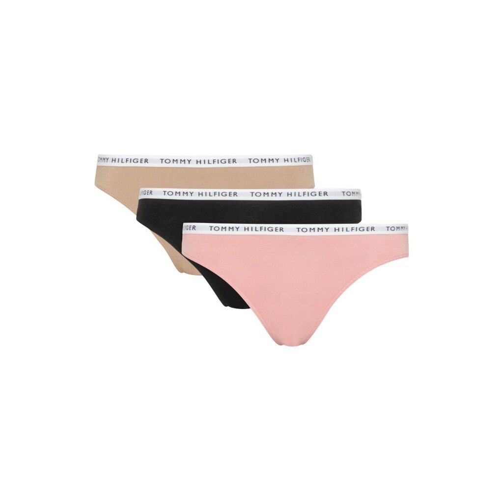 Alusvaatteet TOMMY HILFIGER Logo Waistband Briefs 3P Flora Pink/Oat Milk/Black UW0UW028280R1 hinta ja tiedot | Naisten alushousut | hobbyhall.fi