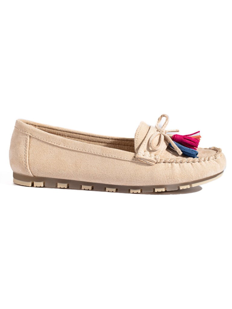 Shelovet beige-mokkanahkaiset boho-loaferit tupsuilla hinta ja tiedot | Naisten kengät | hobbyhall.fi