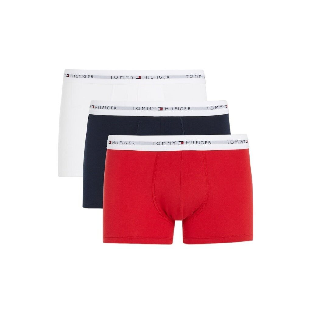 Nyrkkeilijät TOMMY HILFIGER Essential Repeat Logo 3P Trunk Desert Sky / White / Primary Red UM0UM027610UB hinta ja tiedot | Miesten alushousut | hobbyhall.fi