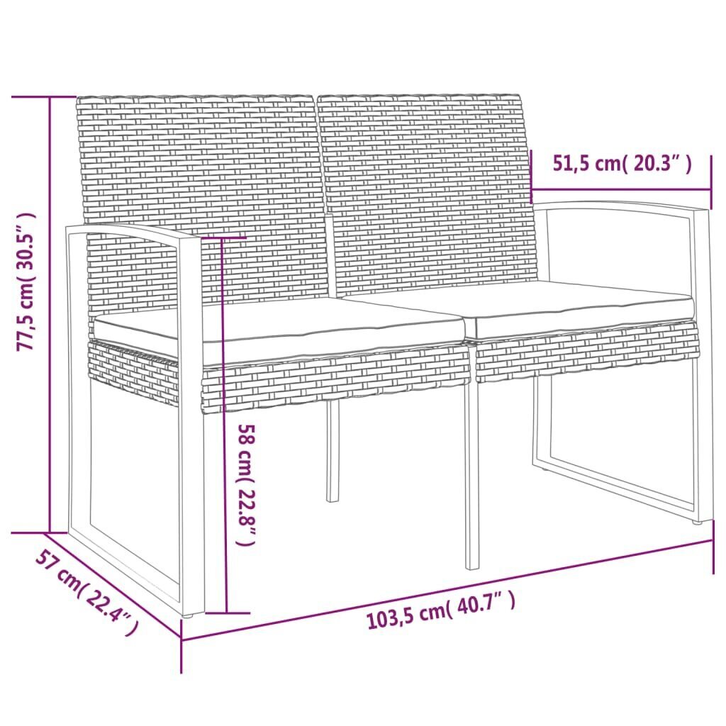 Ulkopenkki vidaXL, musta hinta ja tiedot | Puutarhapenkit | hobbyhall.fi