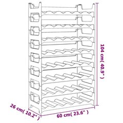 Viinipulloteline vidaXL, 60 x 26 x 104 cm, harmaa hinta ja tiedot | Hyllyt | hobbyhall.fi