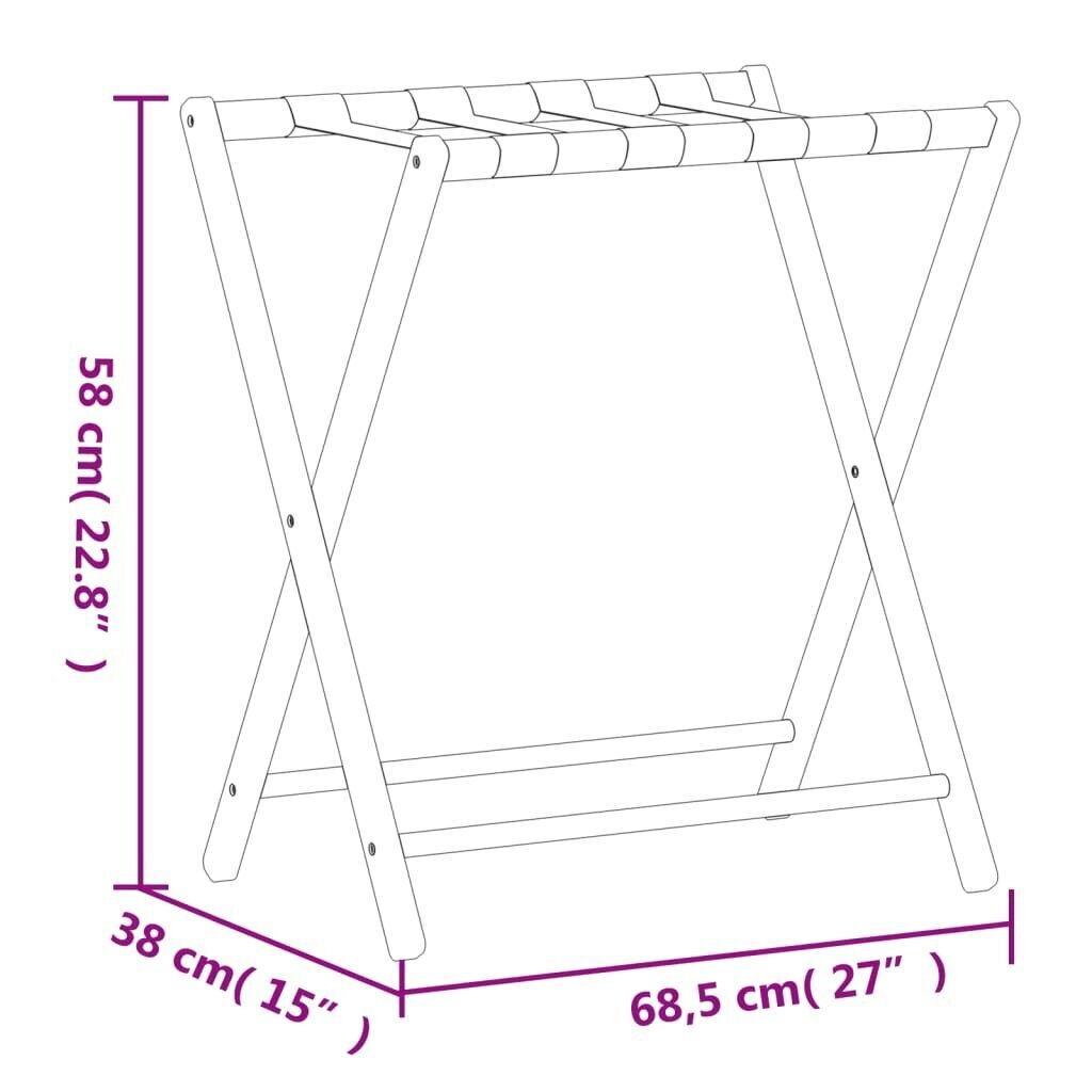 Matkalaukkuteline 68,5x38x58cm, musta hinta ja tiedot | Hyllyt | hobbyhall.fi