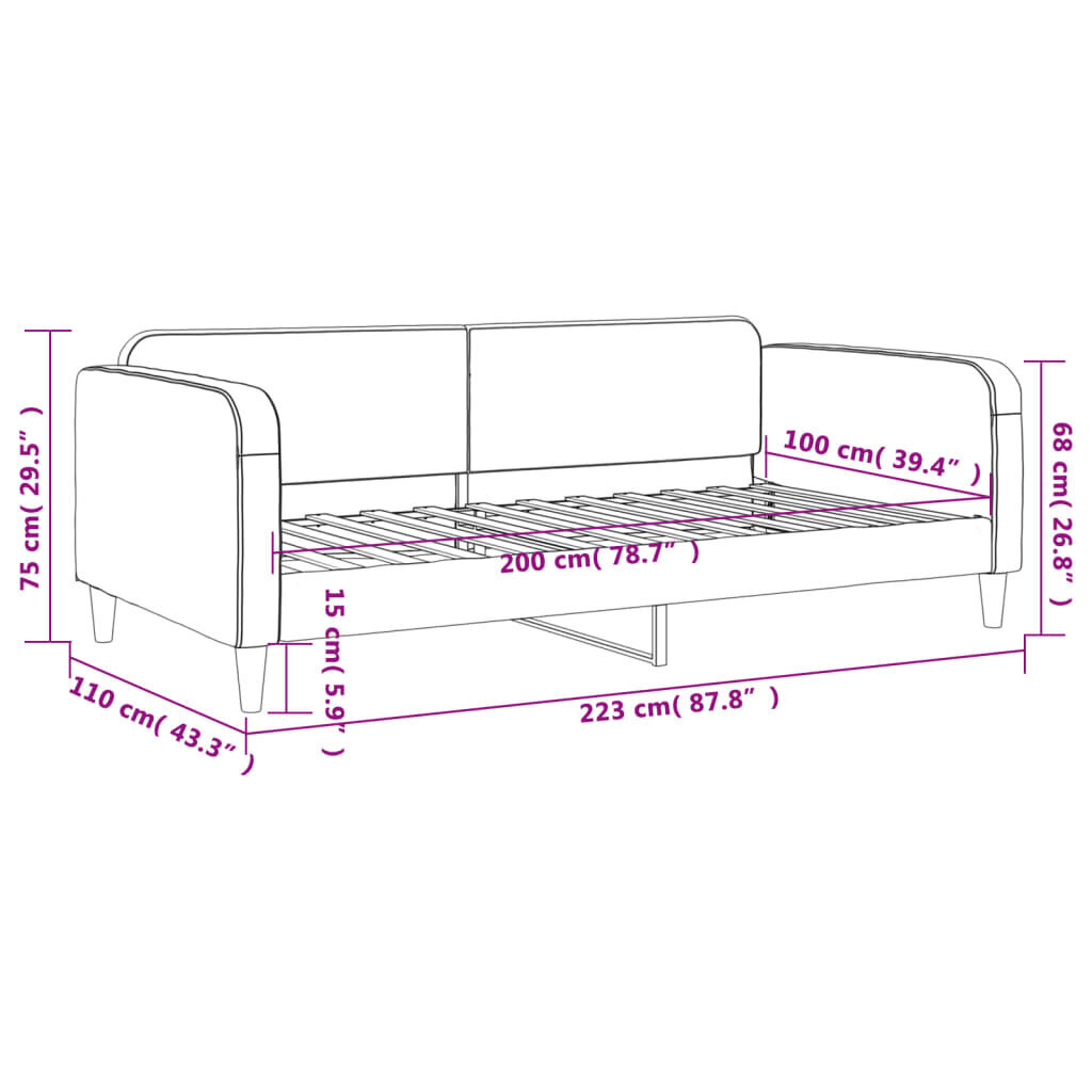 Vuodesohva vidaXL, 100x200 cm, musta hinta ja tiedot | Sängyt | hobbyhall.fi