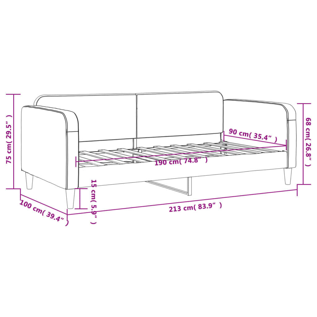 Vuodesohva vidaXL, 90x190 cm, musta hinta ja tiedot | Sängyt | hobbyhall.fi