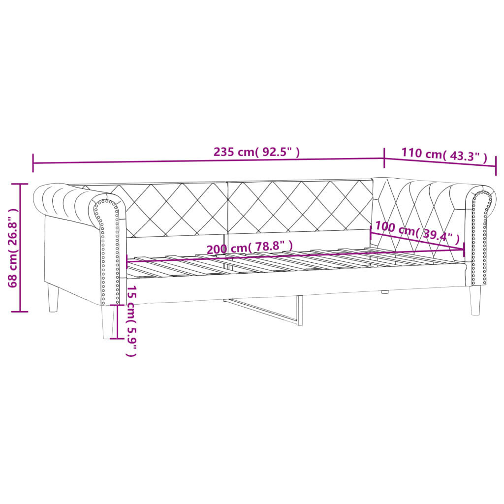 Vuodesohva vidaXL, 100x200 cm, musta hinta ja tiedot | Sängyt | hobbyhall.fi