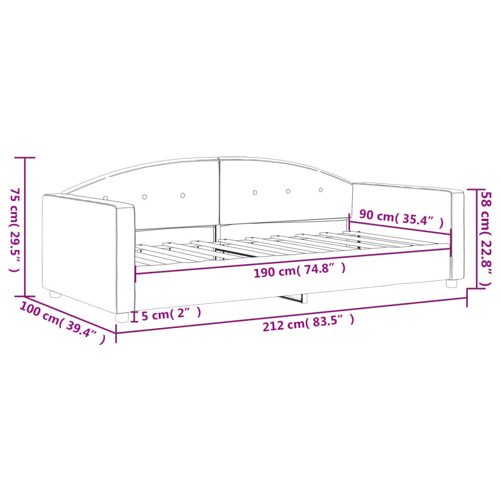 Vuodesohva vidaXL, 90x190 cm, musta hinta ja tiedot | Sängyt | hobbyhall.fi