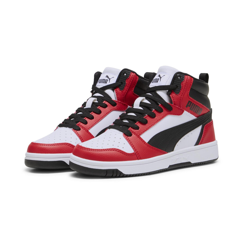 Puma Jalkineet Rebound V6 Mid Jr White Red Black 393831 03 393831 03/3.5 hinta ja tiedot | Miesten urheilu- ja vapaa-ajan kengät | hobbyhall.fi