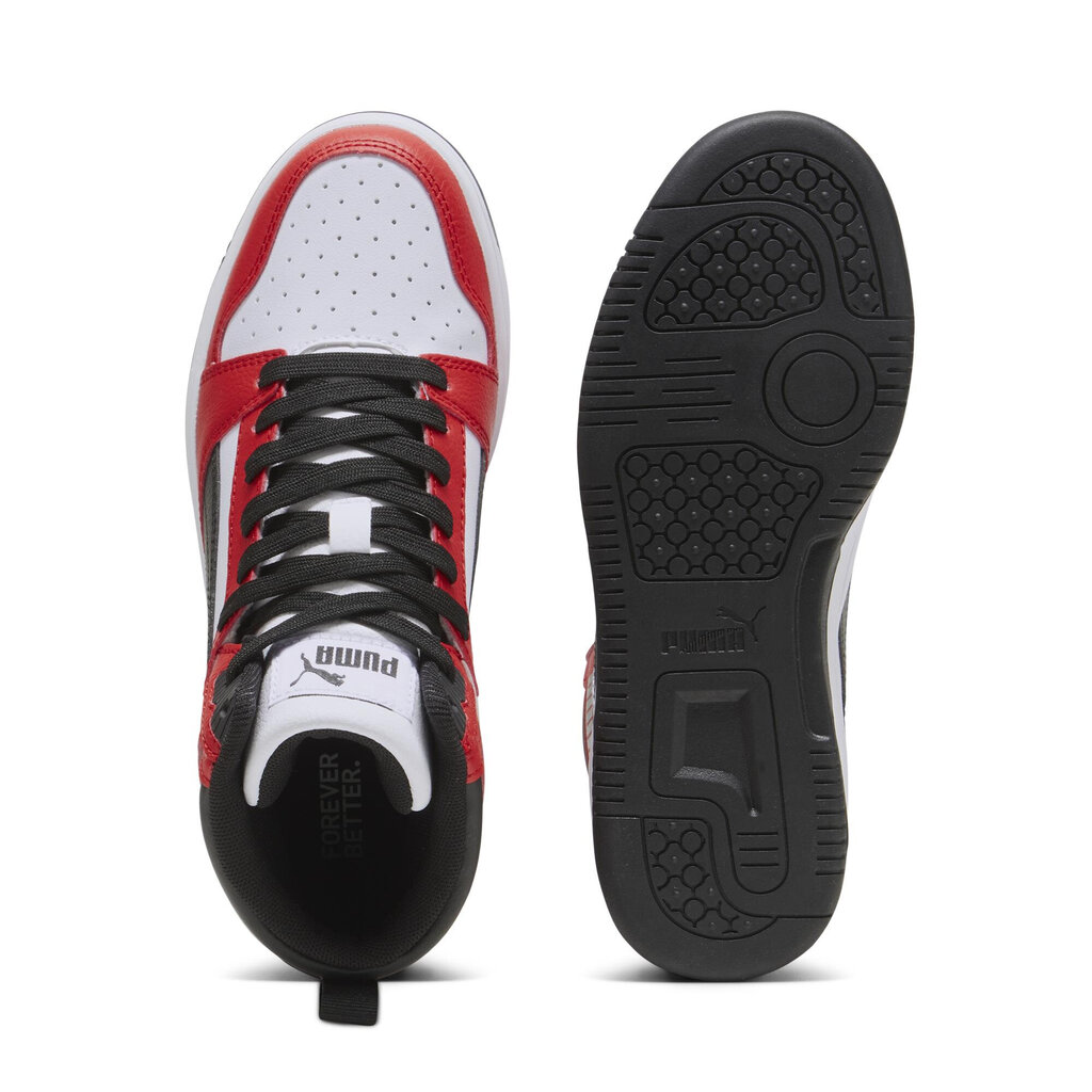 Puma Jalkineet Rebound V6 Mid Jr White Red Black 393831 03 393831 03/3.5 hinta ja tiedot | Miesten urheilu- ja vapaa-ajan kengät | hobbyhall.fi