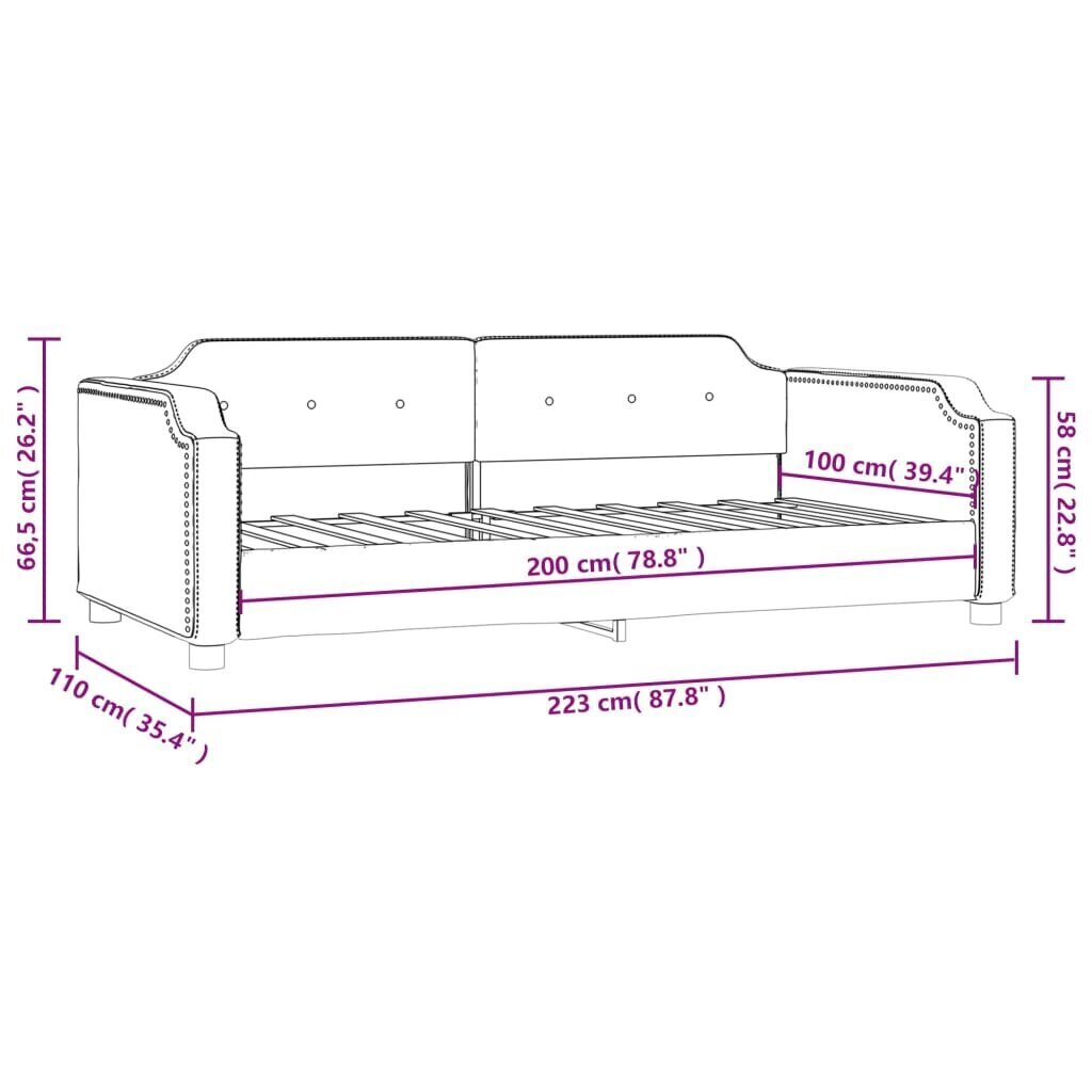 Vuodesohva vidaXL, 100x200 cm, musta hinta ja tiedot | Sängyt | hobbyhall.fi