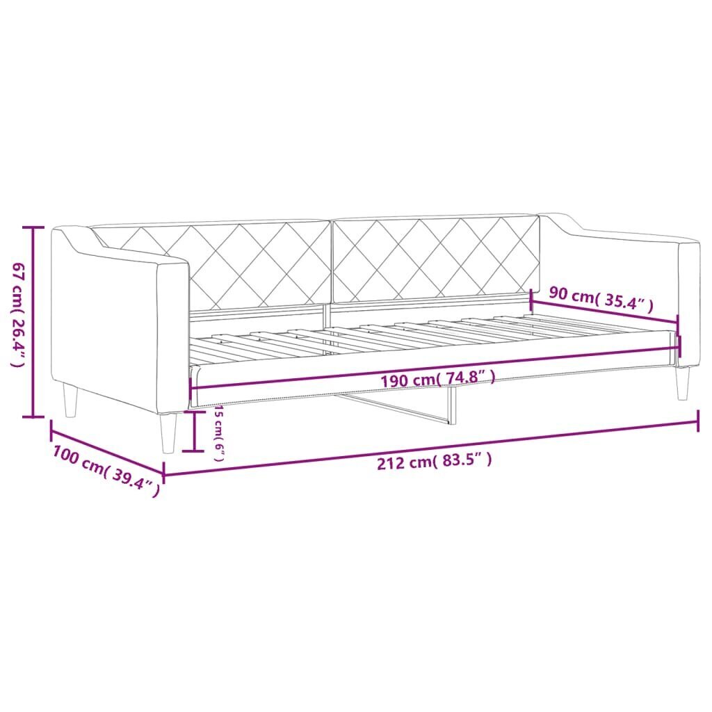 Vuodesohva vidaXL, 90x190 cm, musta hinta ja tiedot | Sängyt | hobbyhall.fi