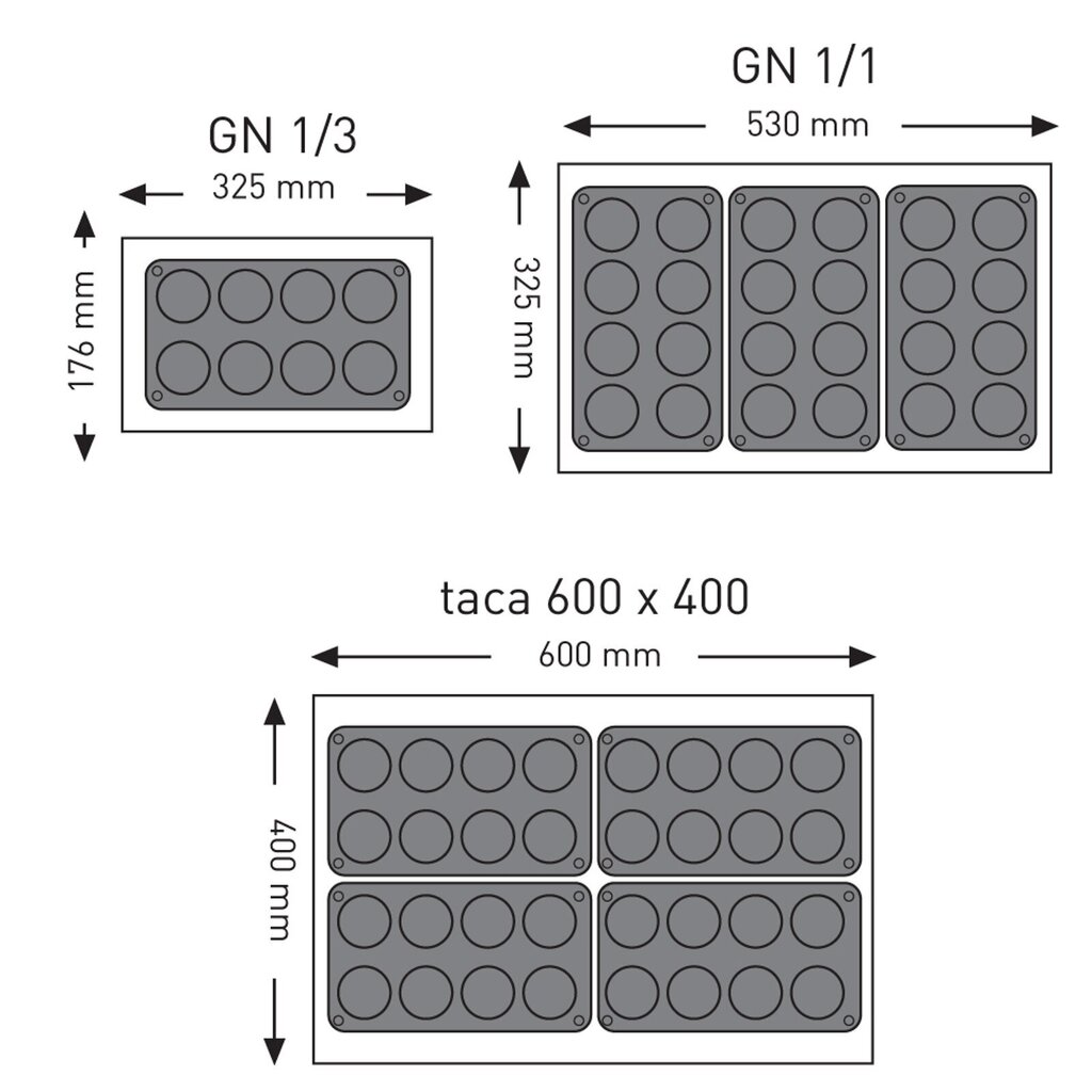 Silikoninen leivontamuotti MINI-CAKE 176x300mm GN1/3 - Hendi hinta ja tiedot | Uunivuoat ja leivontavälineet | hobbyhall.fi