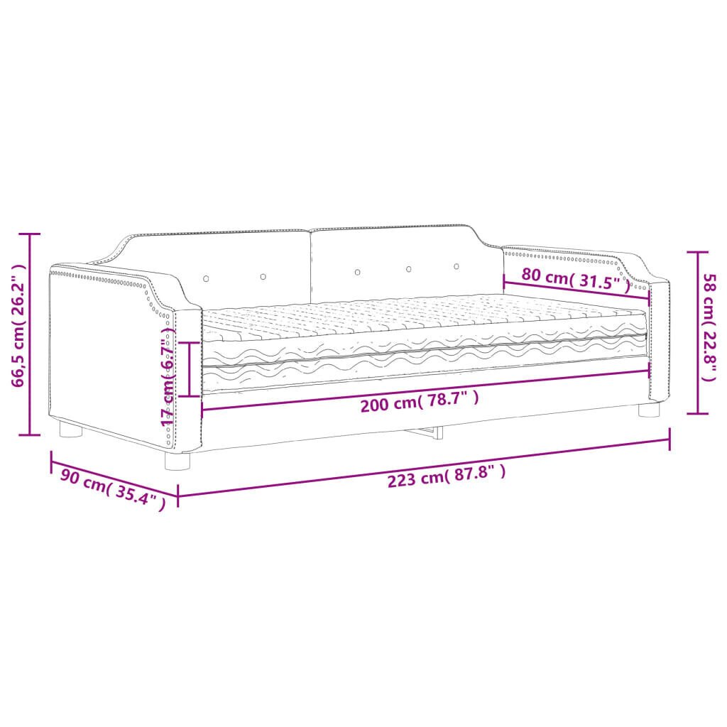 Vuodesohva vidaXL, 80x200 cm, harmaa hinta ja tiedot | Sängyt | hobbyhall.fi