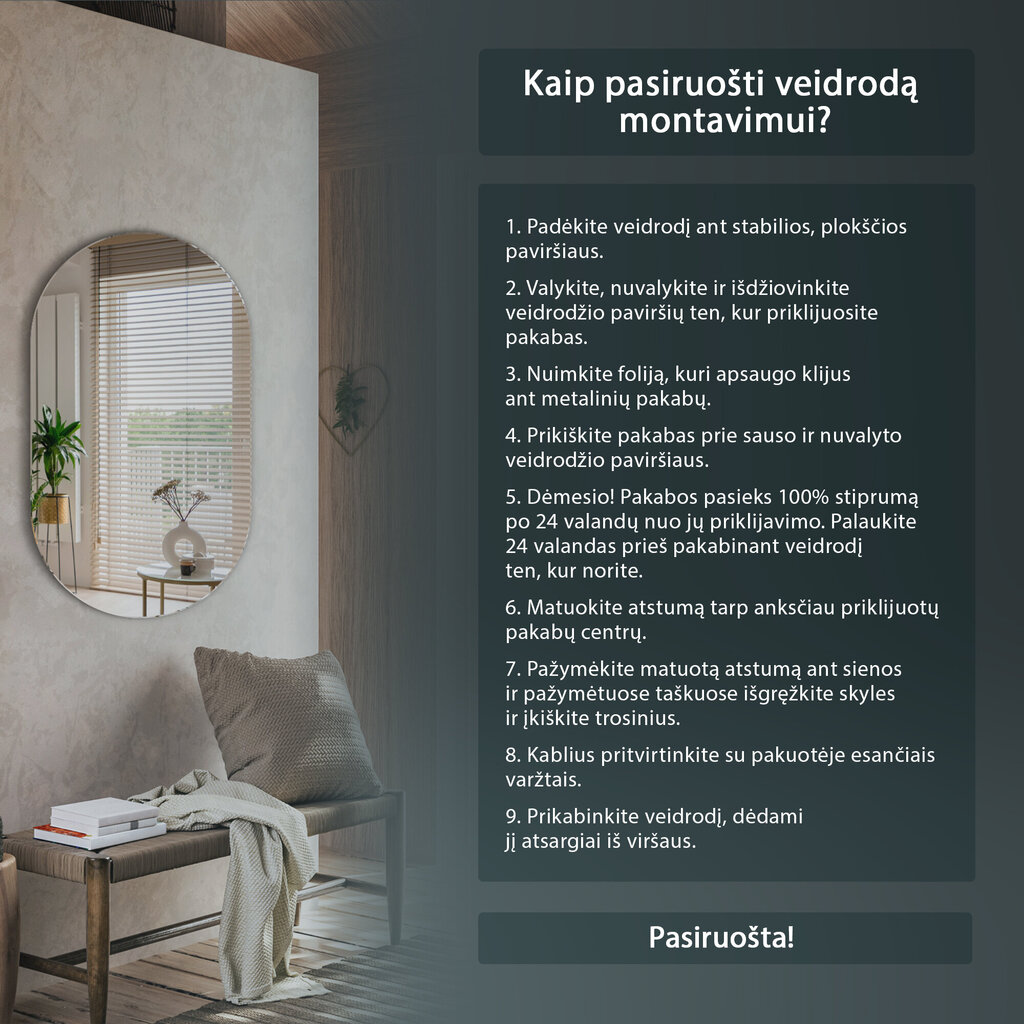 Seinäpeili Tulup, pisara, 45x90 cm hinta ja tiedot | Peilit | hobbyhall.fi