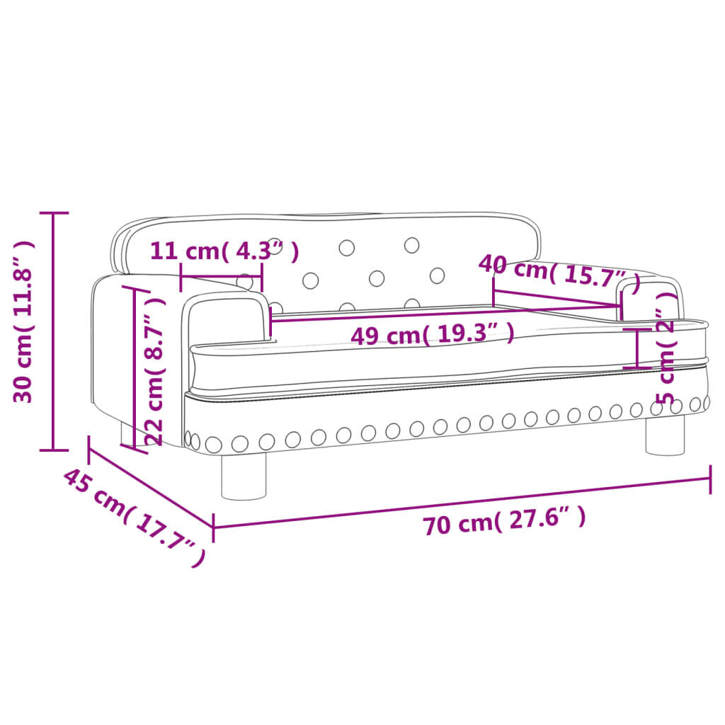 vidaXL Lasten sohva, 70x45x30 cm hinta ja tiedot | Sohvat ja vuodesohvat | hobbyhall.fi