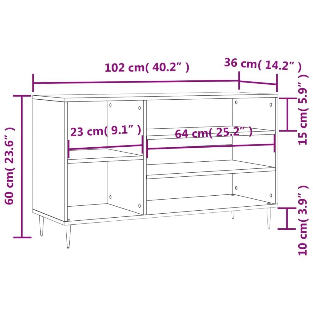 Kenkäkaappi vidaXL, 102 x 36 x 60 cm, ruskea hinta ja tiedot | Kenkäkaapit ja -hyllyt | hobbyhall.fi