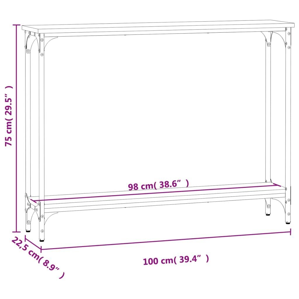 Sivupöytä vidaXL, 100x22,5x75 cm, harmaa/musta hinta ja tiedot | Sivupöydät | hobbyhall.fi