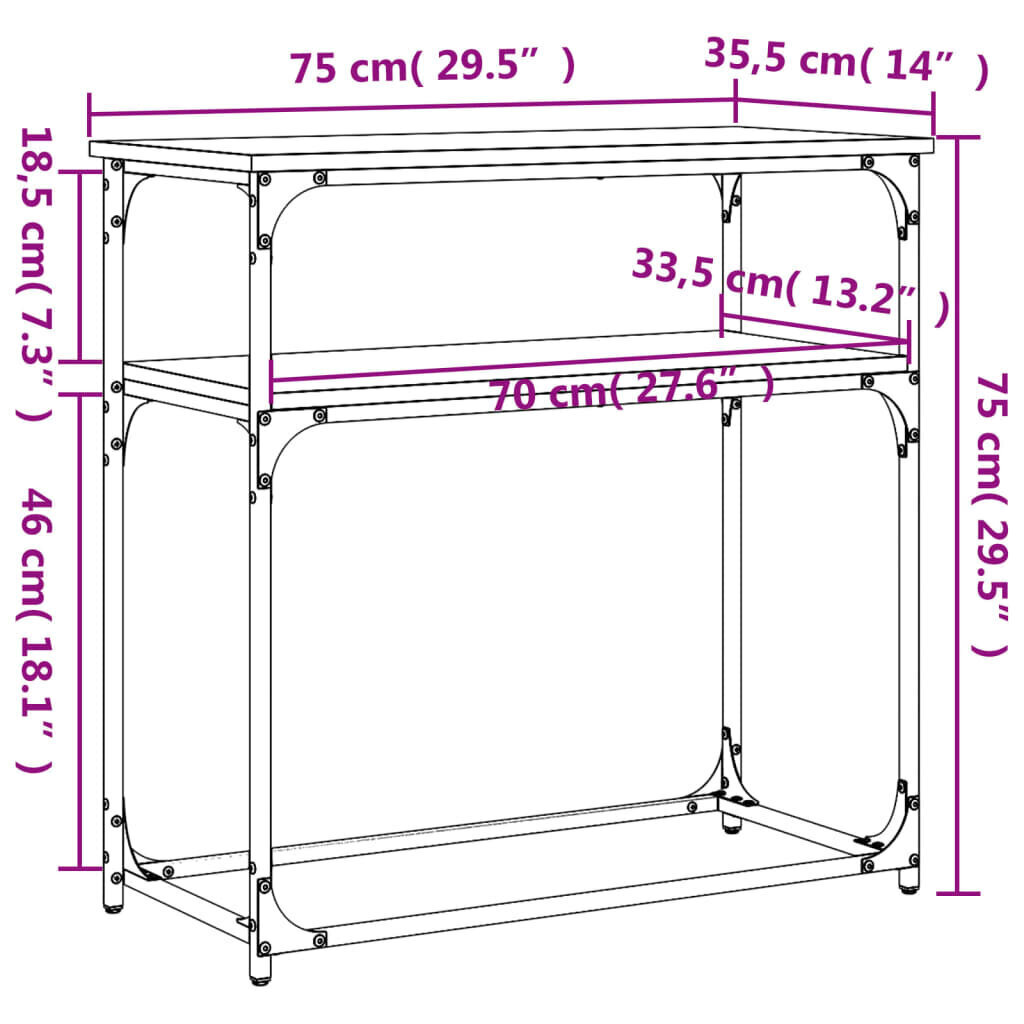 Konsoli vidaXL, musta hinta ja tiedot | Sivupöydät | hobbyhall.fi