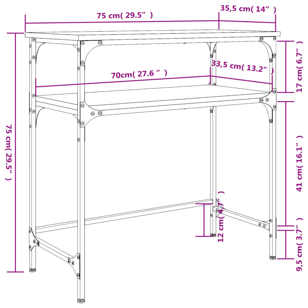 Pöytä vidaXL, 75x35,5x75 cm, musta hinta ja tiedot | Sivupöydät | hobbyhall.fi