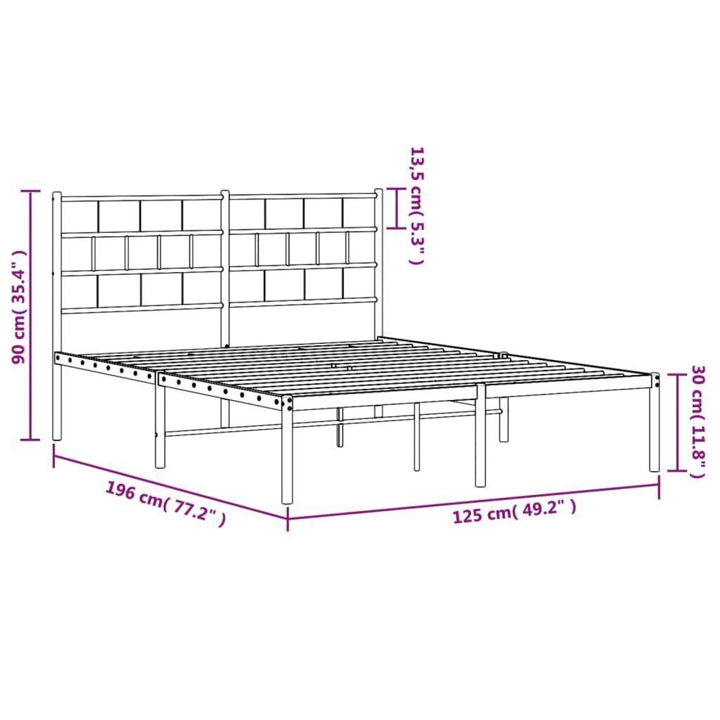 Sängynrunko vidaXL, 120x190 cm, valkoinen hinta ja tiedot | Sängyt | hobbyhall.fi