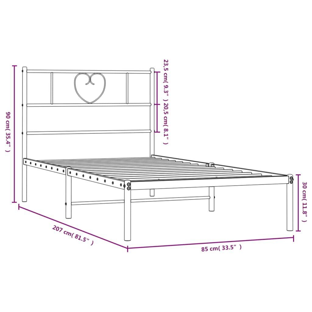 Sängynrunko vidaXL, 80x200 cm, musta hinta ja tiedot | Sängyt | hobbyhall.fi