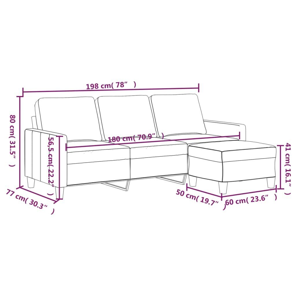 Kolmen istuttava sohva vidaXL, beige hinta ja tiedot | Sohvat ja vuodesohvat | hobbyhall.fi