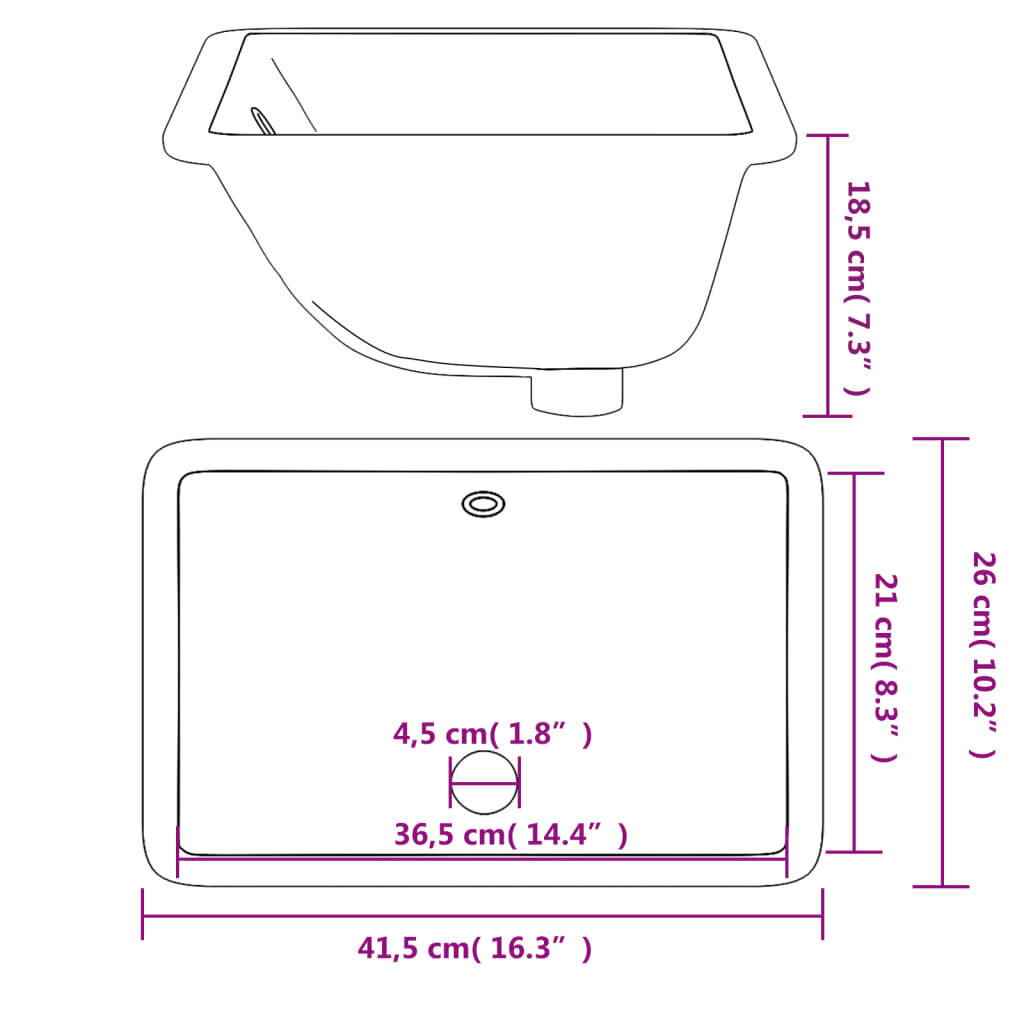 Kylpyhuoneen pesuallas vidaXL valkoinen 41,5x26x18,5 cm hinta ja tiedot | Pesualtaat | hobbyhall.fi