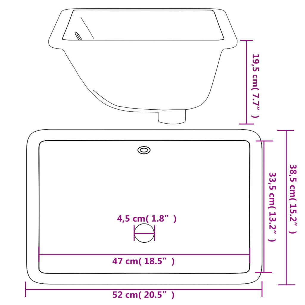 Kylpyhuoneen pesuallas vidaXL valkoinen 52x38,5x19,5 cm hinta ja tiedot | Pesualtaat | hobbyhall.fi