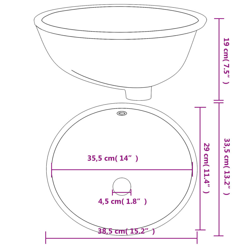 Kylpyhuoneen pesuallas vidaXL valkoinen 38,5x33,5x19 cm hinta ja tiedot | Pesualtaat | hobbyhall.fi