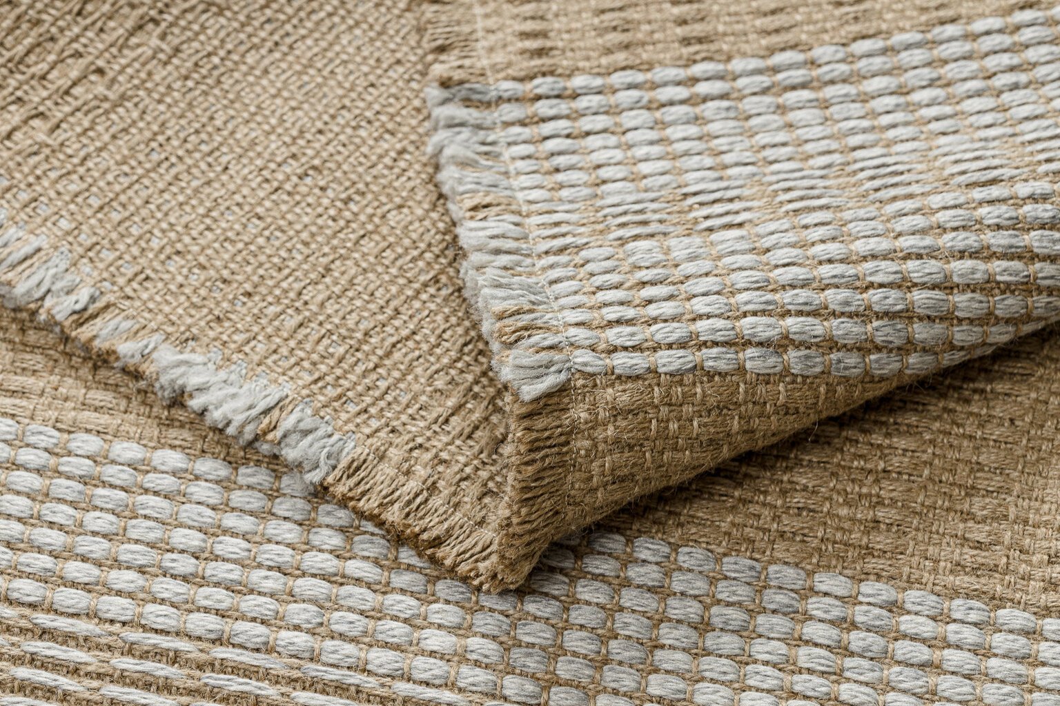 Matto JUTE 3734 beige / harmaa raidat hinta ja tiedot | Isot matot | hobbyhall.fi