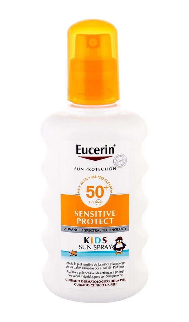 Eucerin Sun Kids -aurinkosuojasuihke SPF50+ lapsille, 200 ml hinta ja tiedot | Lasten ja äitiysajan kosmetiikka | hobbyhall.fi