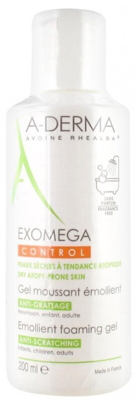 A-Derma Exomega Control Emollient Foaming Gel suihkugeeli 200 ml hinta ja tiedot | Lasten ja äitiysajan kosmetiikka | hobbyhall.fi