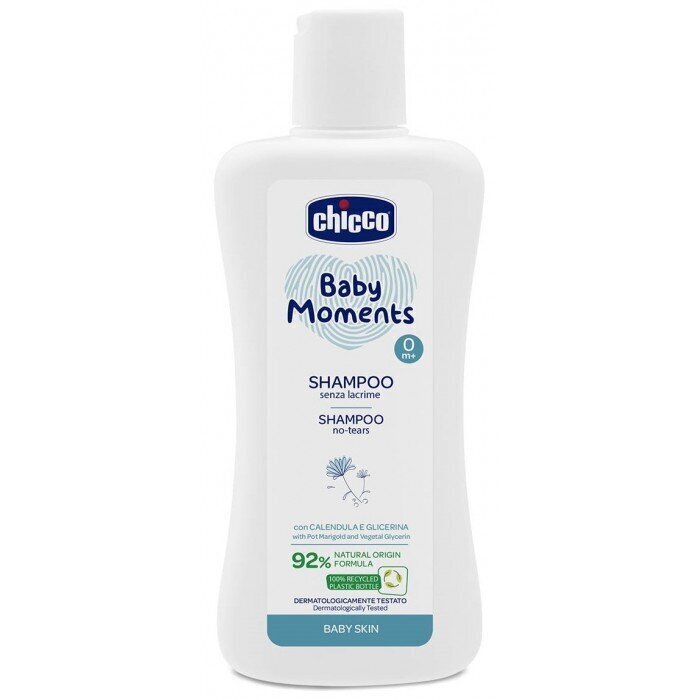 CHICCO Shampoo Baby Moments 200ml. hinta ja tiedot | Lasten ja äitiysajan kosmetiikka | hobbyhall.fi