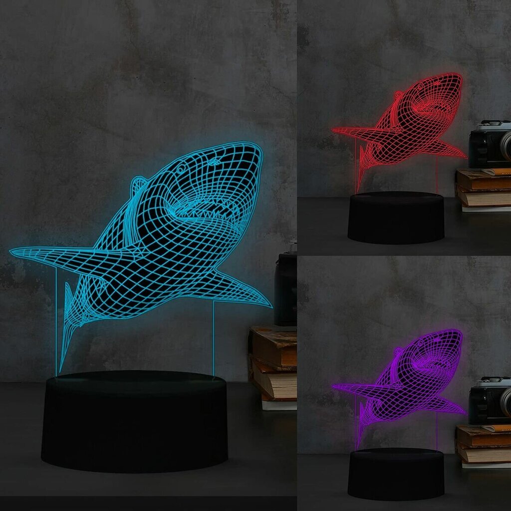 LED-lamppu iTotal 3D Hai 12,1 x 4 x 20,7 cm 4 W 21 cm hinta ja tiedot | Pöytävalaisimet | hobbyhall.fi