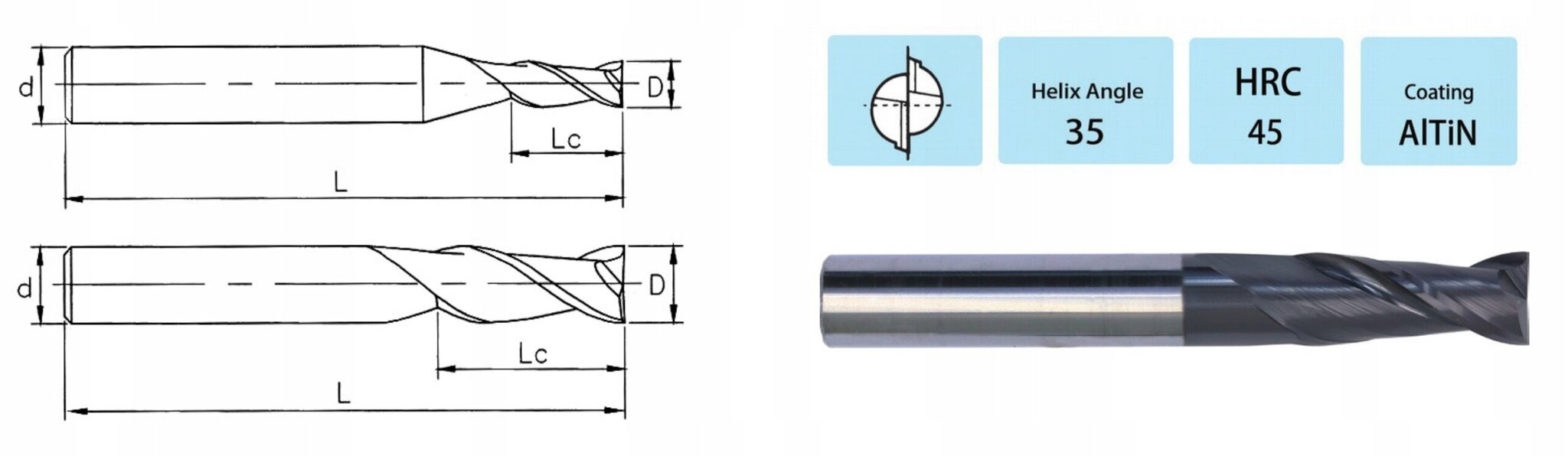 Kovametalliterä VHM 4 x 11 x 100 2 Feather 2F 45 HRC hinta ja tiedot | Jyrsimet | hobbyhall.fi