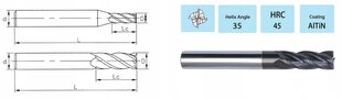 Kovametalliterä VHM 6 x 15 x 100 4F 4 Sulat 45 HRC hinta ja tiedot | Jyrsimet | hobbyhall.fi